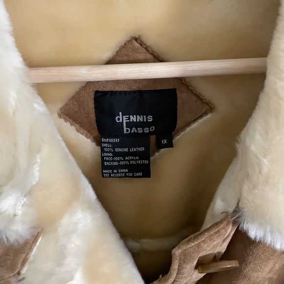 DENNIS BASSO Women’s vintage Shearling Tan Leather suede Chore Coat size 1X - Picture 9 of 14